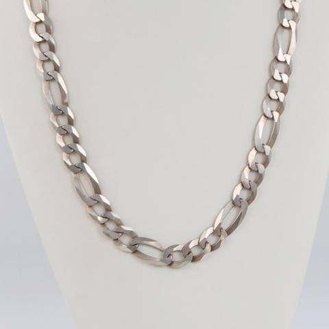 Sterling Silver Heavy Figaro Chain Necklace