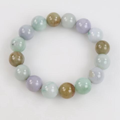 Jadite Round Multi Colored Bead Bracelet