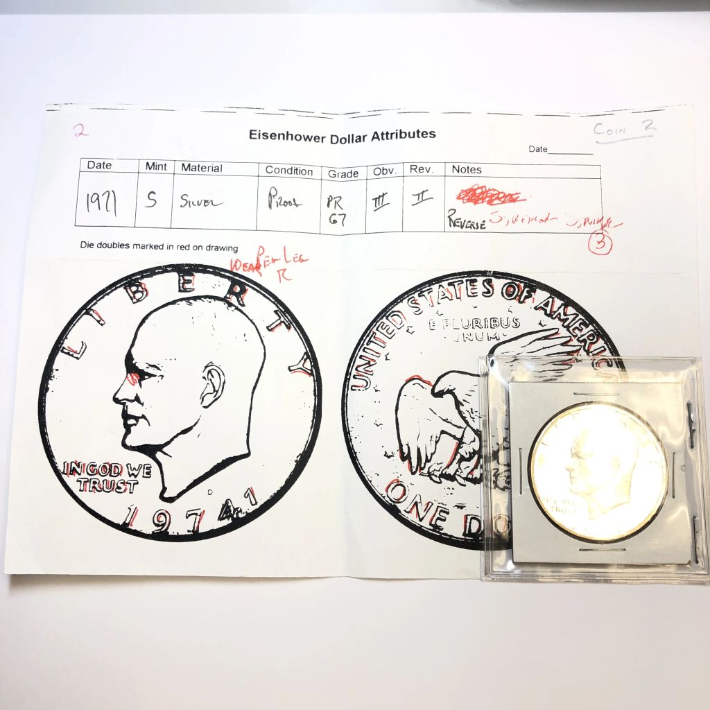 ERROR 1972 Silver Eisenhower Dollar Double Die Reverse / Peg Leg - photo 1