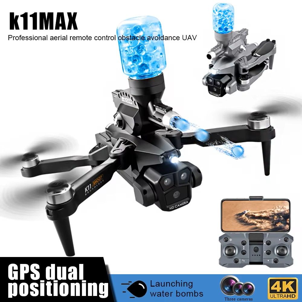K11 Max Drone with Water Bombs - Professional Aerial Photography Aircraft 8K Three Camera Obstacle Avoidance Foldable Quadcopter - photo 1