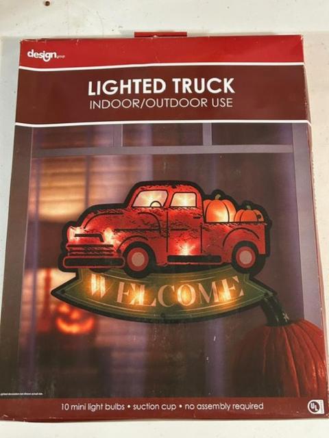 Interchangeable Seasonal Red Truck Welcome Sign for Front Door Porch Decor