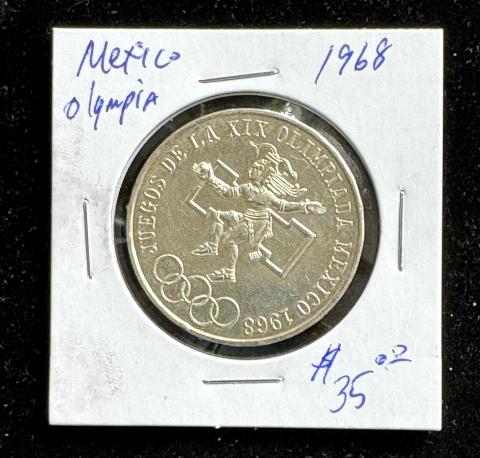 1968 MEXICO 25 PESOS SILVER OLYMPIA COIN