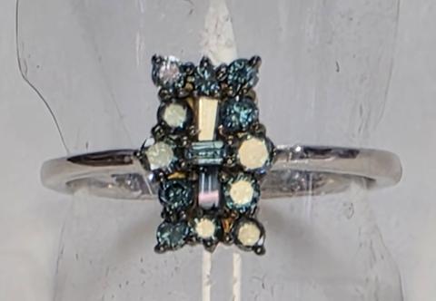 No Reserve .50 ct Natural Blue DIamond Ring Size 8