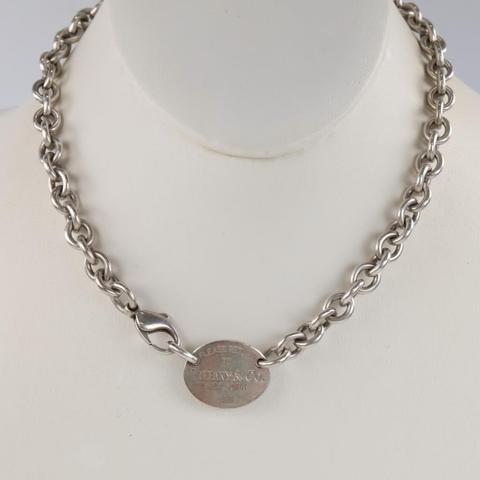Tiffany & Co. Sterling Silver Return To Tiffany Oval Tag Necklace