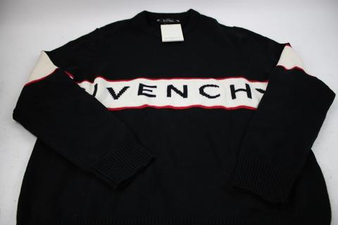 Givenchy Men's Logo Stripe Knit Sweater, XL