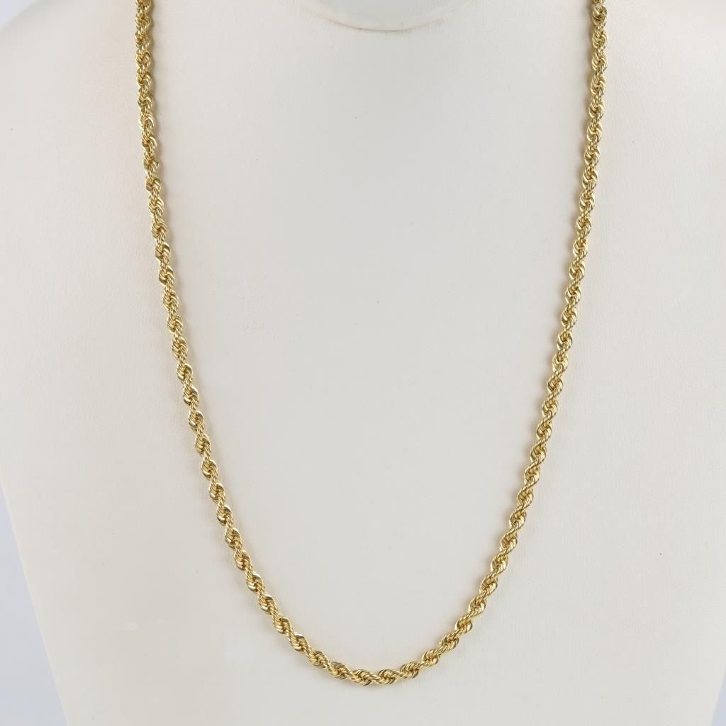 10kt Gold Hollow Rope Chain Necklace - photo 1