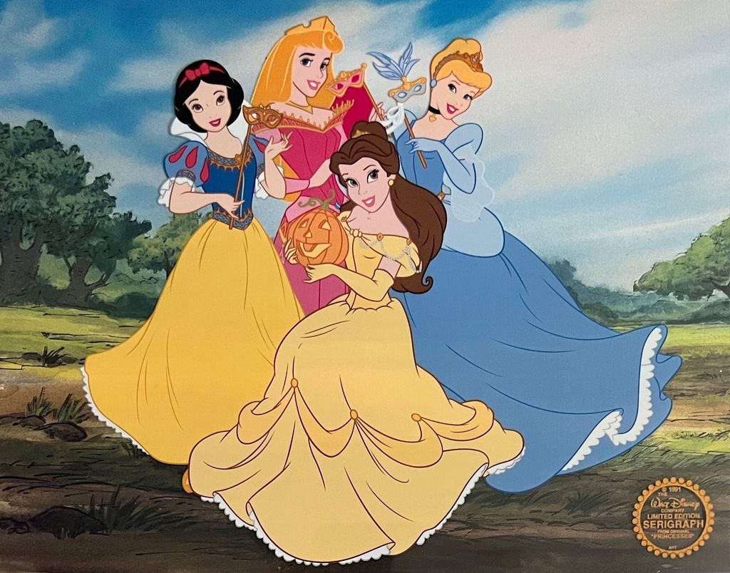 Fine Art DISNEY Princess Cinderella Belle Snow White Aurora Sericel - photo 1