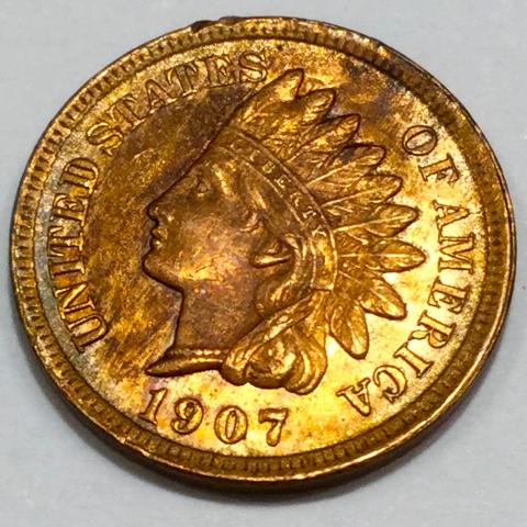 1907 Uncirculated Red Indian Head Penny Beautiful Coin