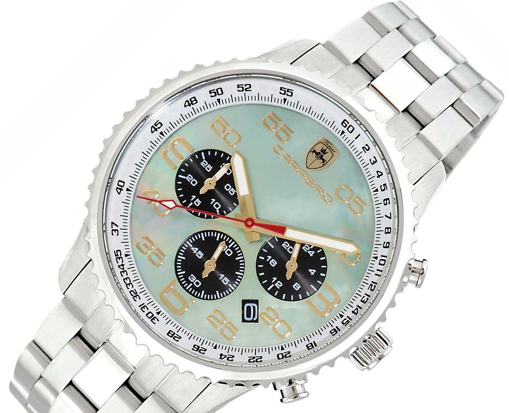 Lechateau - VR32 Mov't Chronograph Mov't, Green-MOP Dial, Stainless Steel case and band (MSRP: $2,220.00) - photo 1