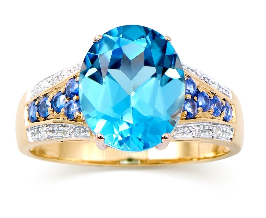 3.95 Cts GLS Certified Natural Blue Topaz & Diamond 14K Ring MSRP $5,895! - photo 1