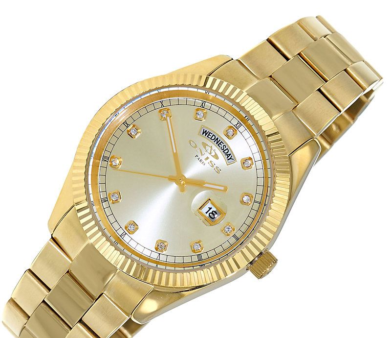 ONISS DAY-DATE WITH SUN RAY YELLOW DIAL , ON3881-MGG , RETAIL AT $345.00 - photo 1