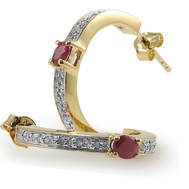 New 0.68 CTW Natural Ruby & Diamond Designer 18KGP Earrings MSRP $1,385 - photo 1
