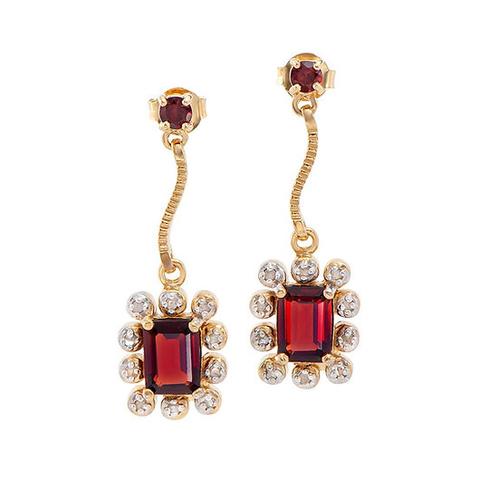 2.09 Cts Natural Garnet Diamond 18KGP Designer Earrings