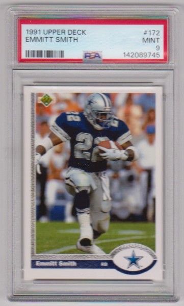 Graded PSA Mint 9 - Emmitt Smith 1991 Upper Deck #172 Card - photo 1