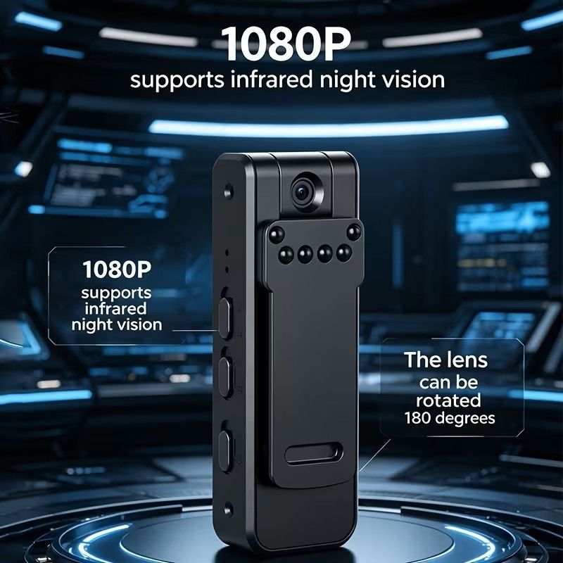 1080P HD Portable Mini Chest Camera with 180° Rotating Lens & Digital -Shake Suitable for Meetings, Outdoor Recording, Wearable Camcorder Compatible for Phone/Computer, USB- Video Recorder with Fast File Extraction Via Type-C+USB - photo 1