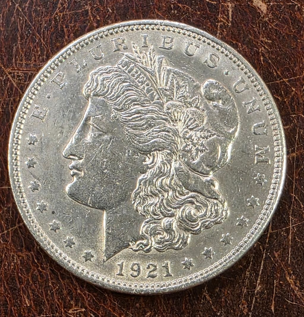 1921-P $1 Morgan Silver Dollar Coin 90% Silver - AU Cond. Fast Auction #05 - photo 1