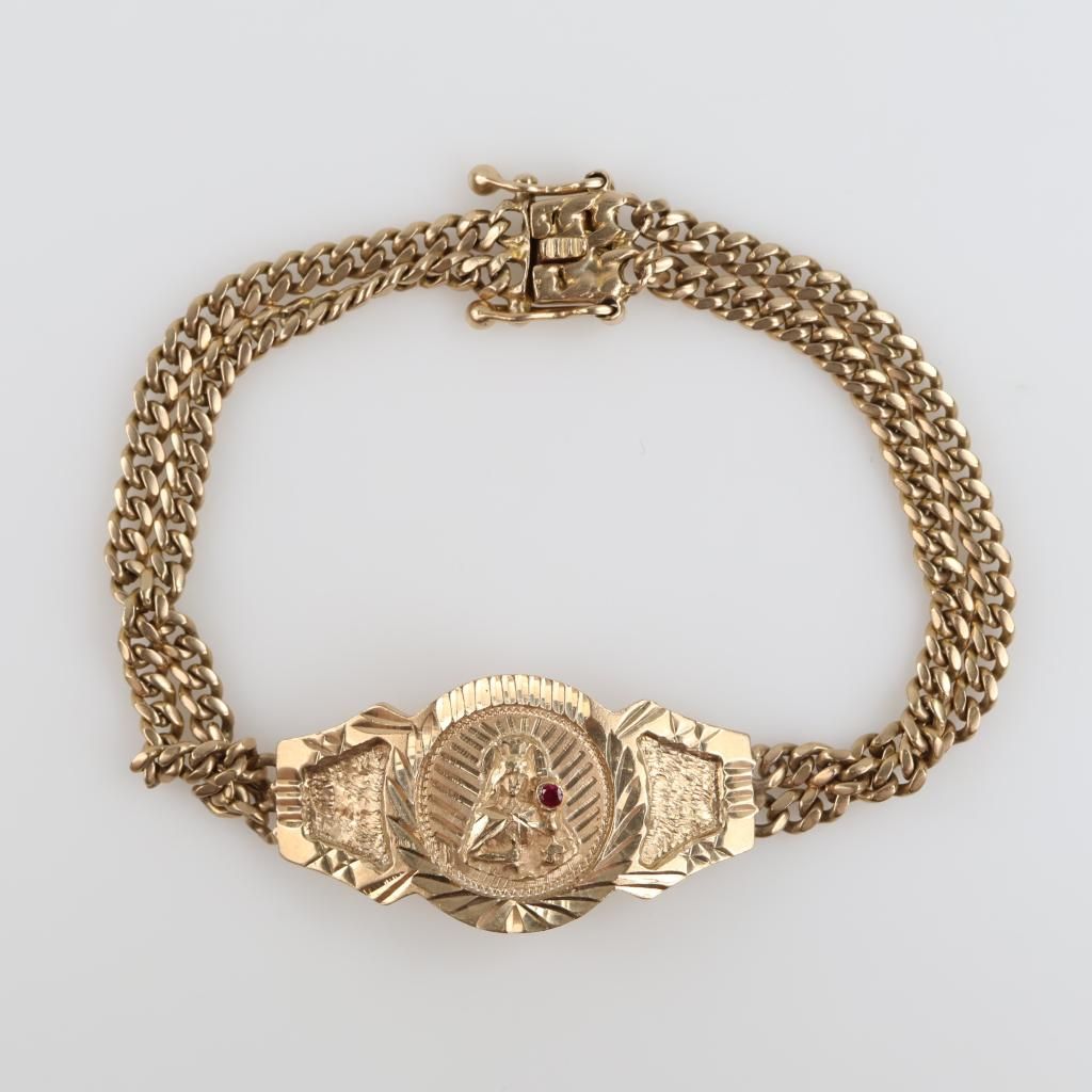 14kt Gold Religious Double Chain Bracelet - photo 1