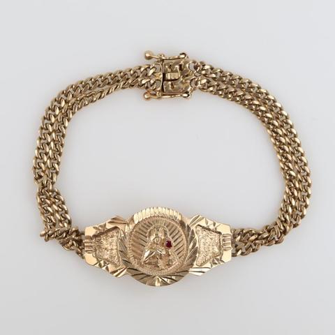 14kt Gold Religious Double Chain Bracelet