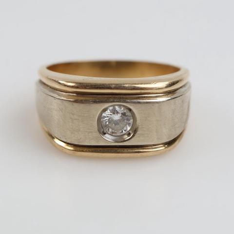 14kt Two Tone Gold Diamond Signet Ring