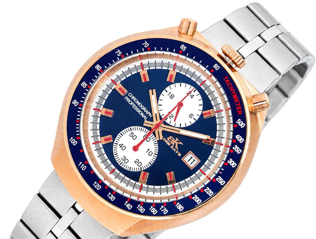 ADEE KAYE CHRONOGRAPH WITH 24-HOUR DISPLAY, TACHYMETER, AK5662-MRGBU_SS - (MSRP:$725.00) - photo 1