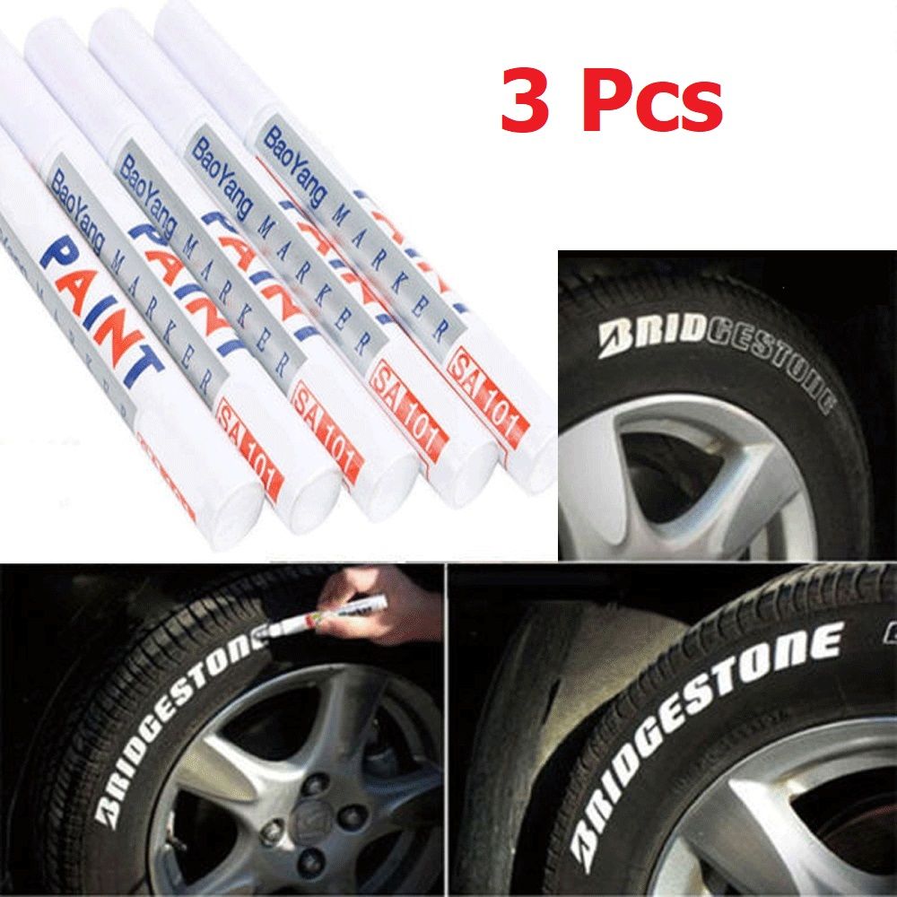 3 pc White Paint Tire / Glass Markers - photo 1