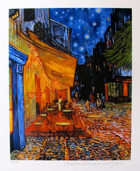 VINCENT VAN GOGH "THE TERRACE CAFE" Estate Signed Giclee - photo 1