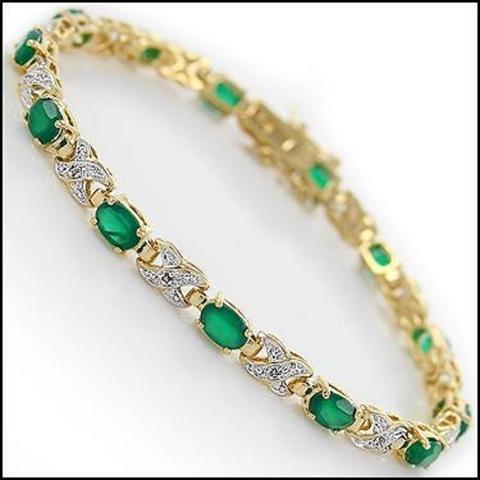 4.60 Cts Natural Green Agate Diamond 18KGP Designer Bracelet MSRP $1,785!