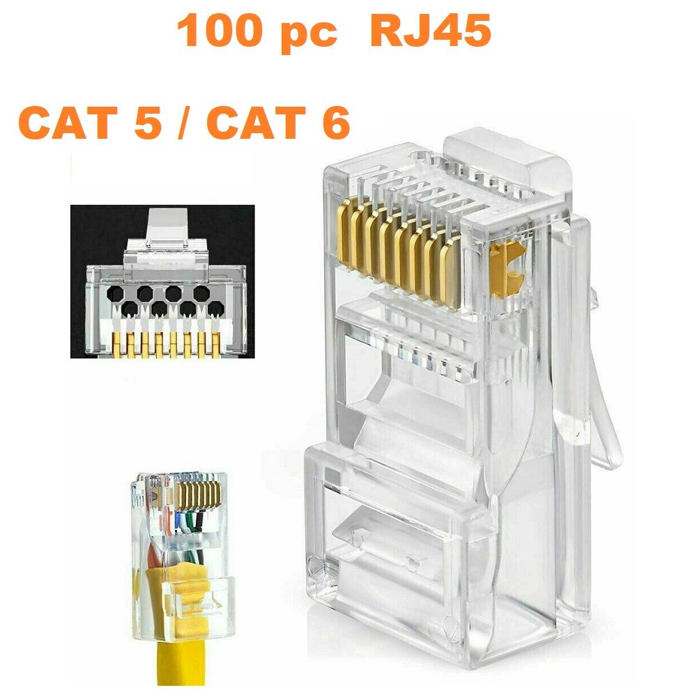 100 PC CAT5 CAT5E Network Connector Plugs - photo 1