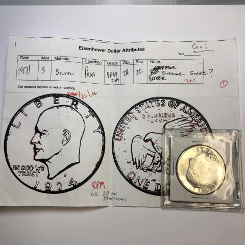 ERROR 1972 Silver Eisenhower Dollar Double Die Reverse / Peg Leg