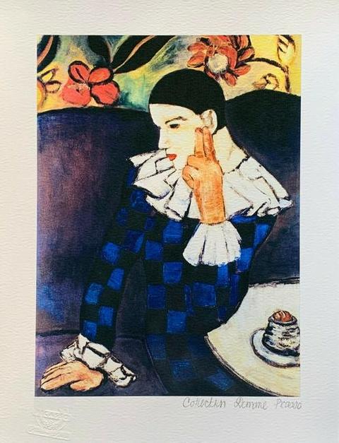 Pablo Picasso HARLEQUIN LEANING Estate Signed Giclee