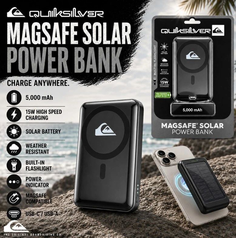 Quicksilver 5000mAh Magnetic Wireless Solar Powerbank 15W Fast Charging - photo 1