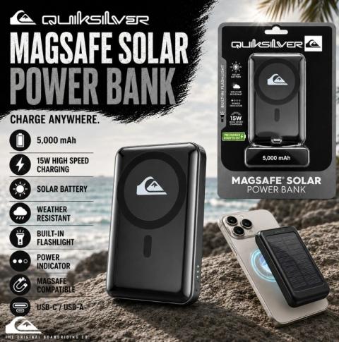Quicksilver 5000mAh Magnetic Wireless Solar Powerbank 15W Fast Charging