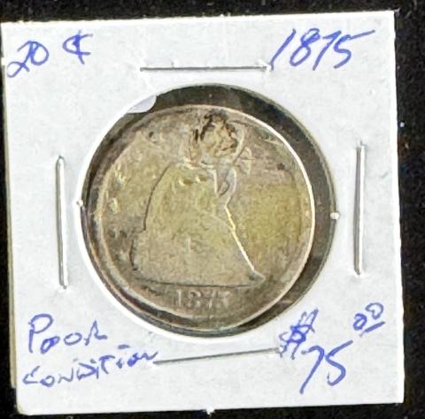 1875 SEATED LIBERTY SILVER QUARTER COIN