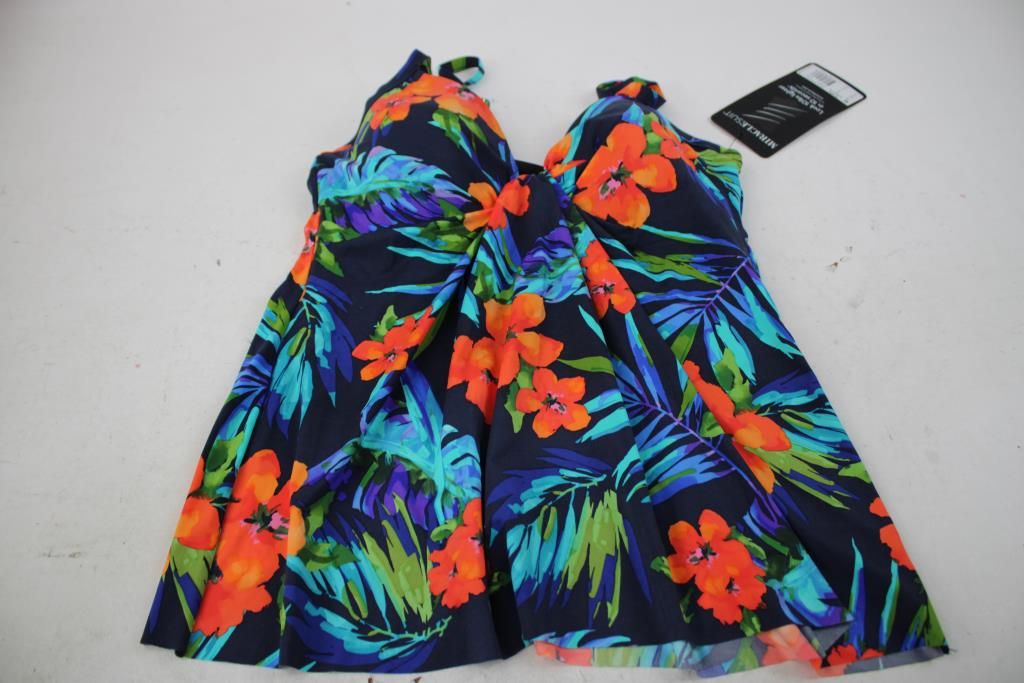 Miraclesuit Marina Tankini Top & Lucky Brand Women's Smocked Square Neck Paisley Peasant Top 2 Pieces - photo 1