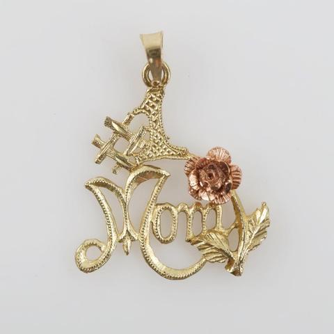 10kt Two Tone Gold #1 Mom Pendant