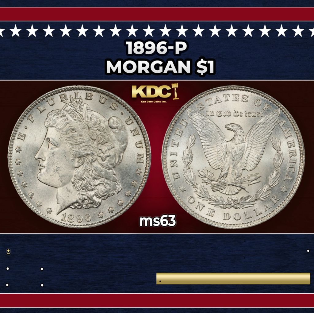 1896-p Morgan Dollar $1 Grades ms63 - photo 1