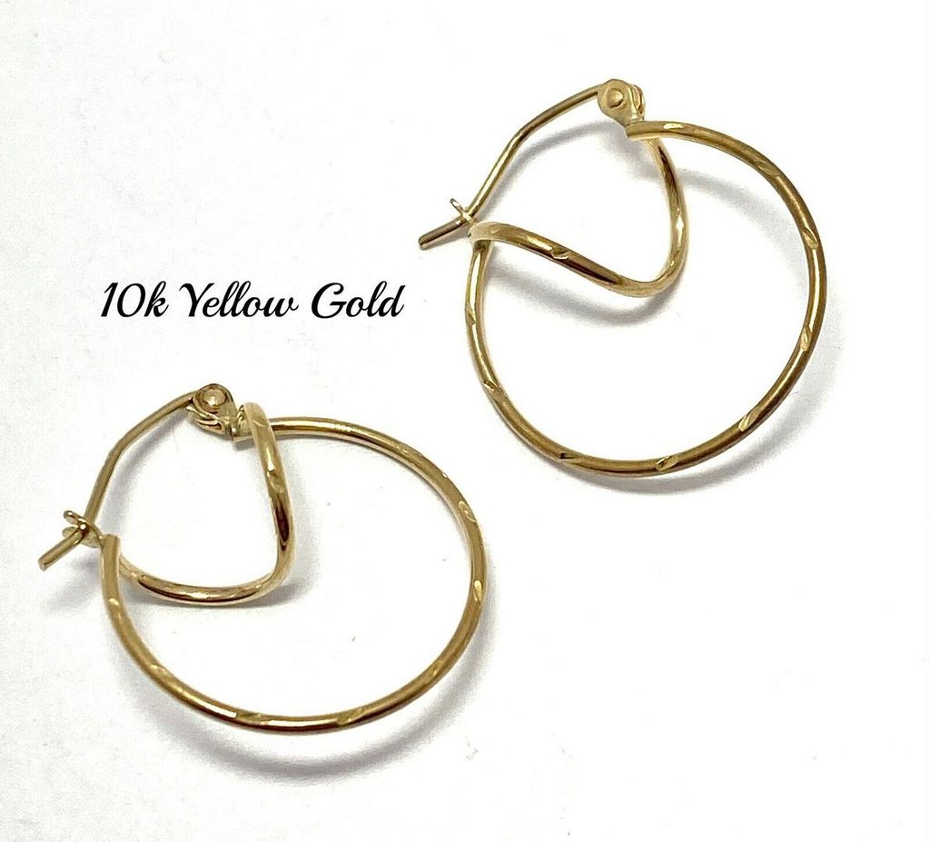10k Yellow Gold Hoop Earrings 9/16" in Diameter Beautifully Dainty - photo 1