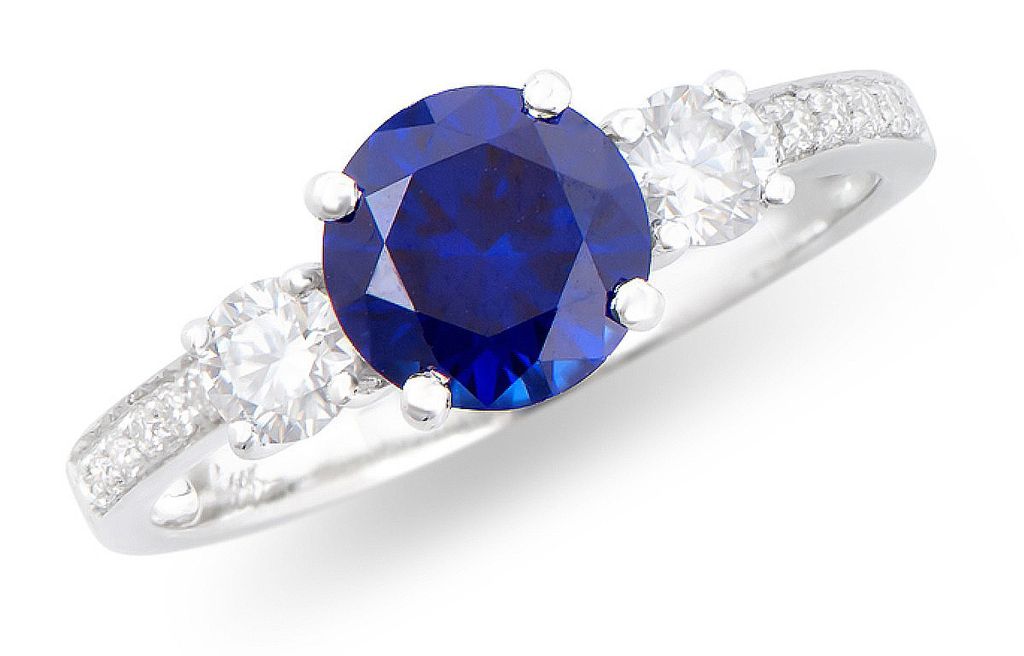 New! 2.05 Ctw IGI Certified E-F VVS Lab Sapphire & Diamond Designer 14K Ring MSRP $6,795 - photo 1