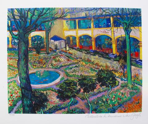 Free Shipping VINCENT VAN GOGH "COURTYARD OF THE HOSPITAL AT ARLES" Estate Signed Giclee Fine Art
