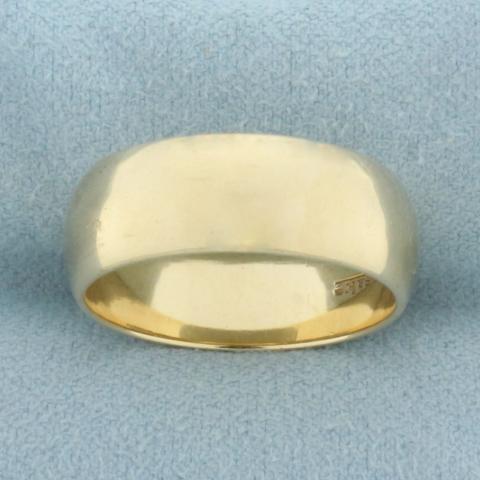 Mens Wide High Polish Wedding Band Ring in 14k Yellow Gold