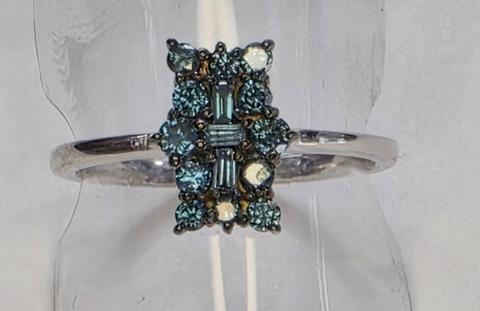 No Reserve .51 ct Natural Blue DIamond Ring Size 8