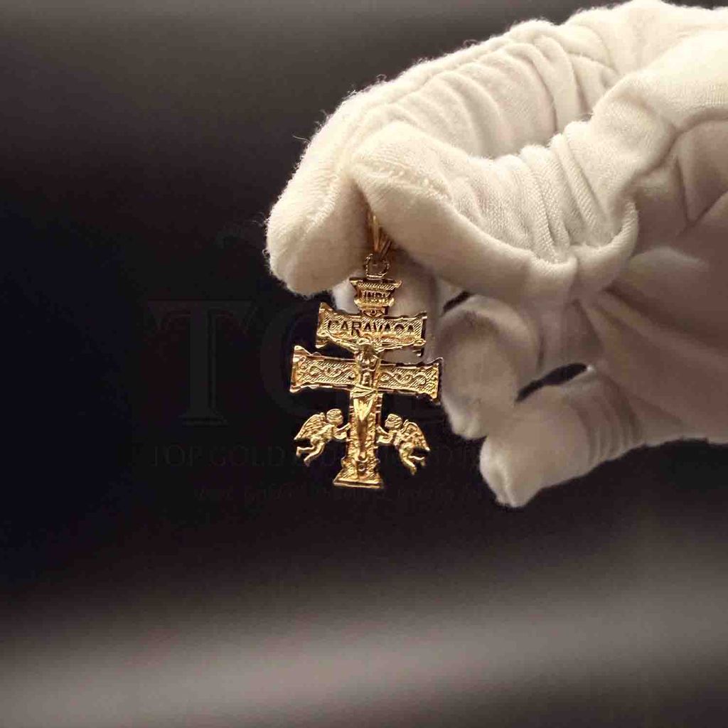 14K Yellow Gold Cross of Caravaca Pendant - photo 1
