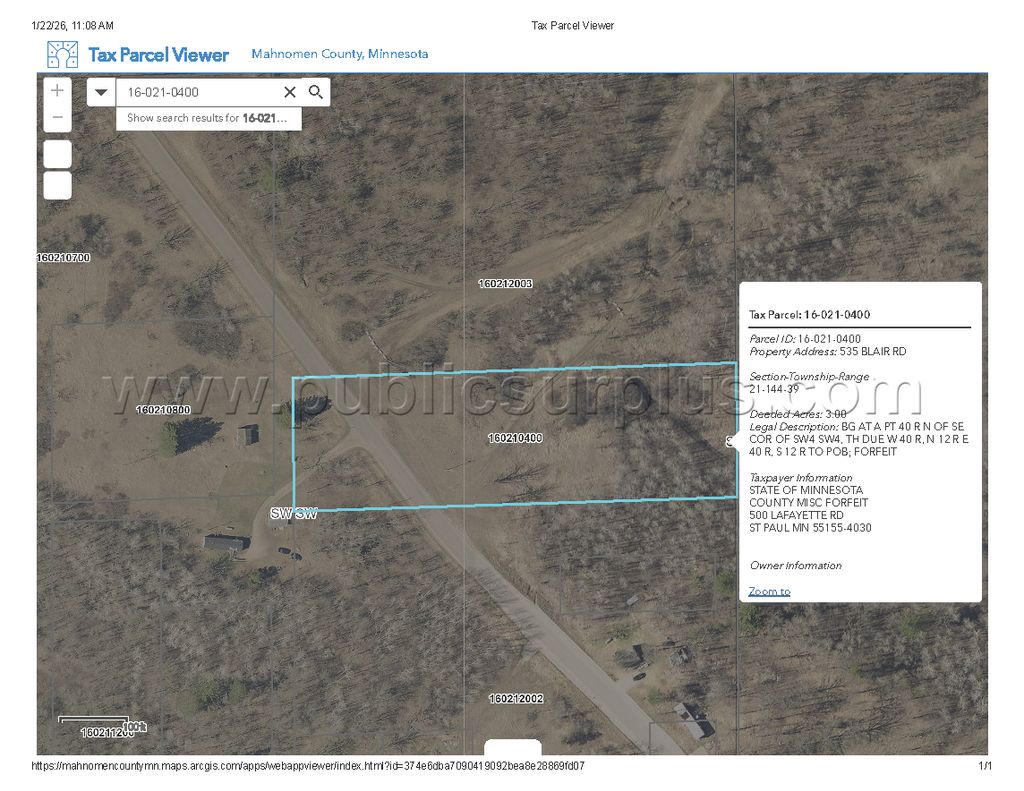 Mahnomen County Tax-Forfeiture (PID 16-021-0400) — photo 1