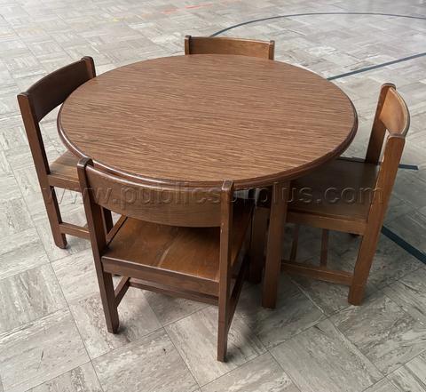 Round Wood Table & Chair Set (4 Chairs) | 48" Round | Bid on 1 to 11