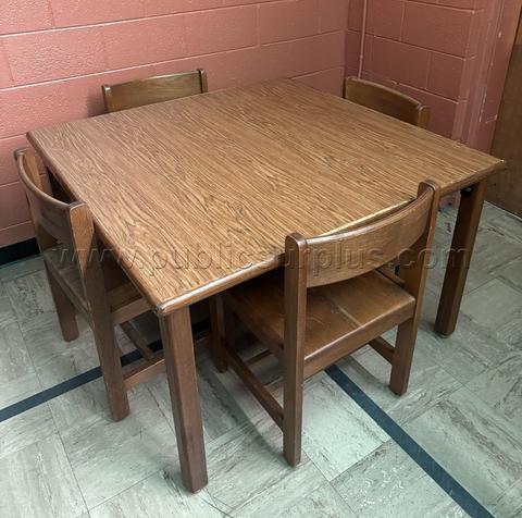 Square Wood Table & Chair Set (4 Chairs) | 48" Square | Bid on 1 to 10