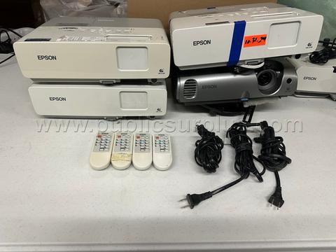 Lot of 5 Epson PowerLite 83+ Multimedia Projector w/Remotes, Power & VGA Cables