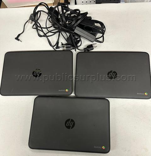 Lot of 3 HP Chromebook 11 G4 11.6" w/Power Adapters