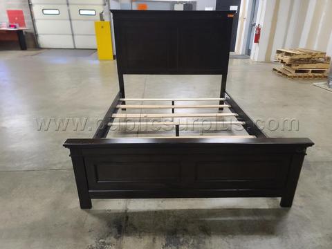 Queen-Size Bed Frame w/ Headboard & Footboard - Dark Wood - Surplus