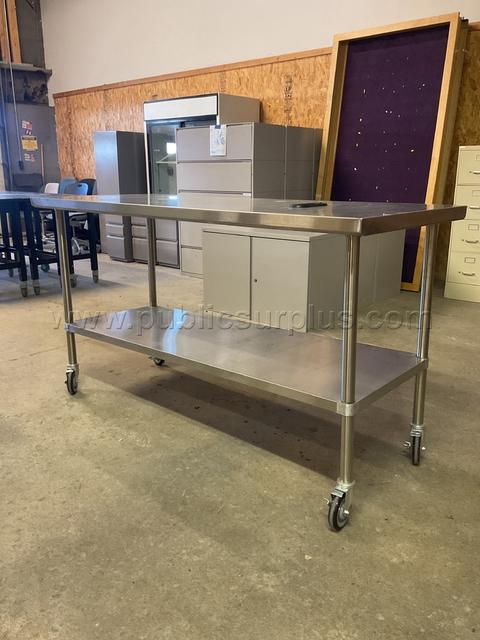 Rolling Stainless Steel Prep Table Lot # 4698