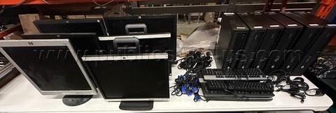Lot of 6 HP EliteDesk 705 G3 Computers + 6 Monitors 6 Keyboards 6 Mice & Cables
